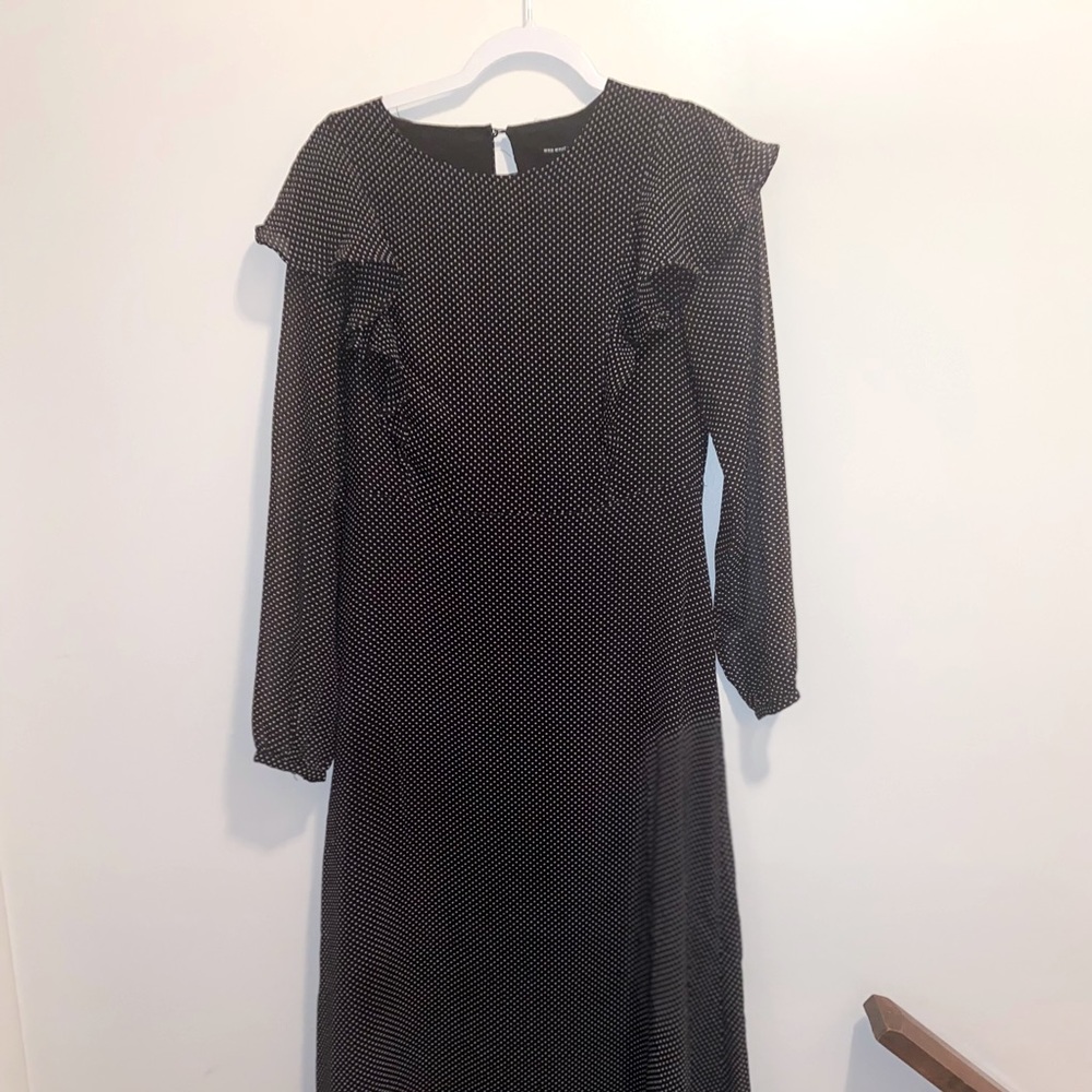 Who What Wear Mid-Length Polka Dot Ruffle Dress